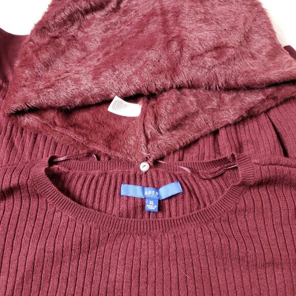 Apt. 9 Womens XXL Ribbed Asymmetric Sweater Removable Plush Infinity Scarf - Picture 6 of 9